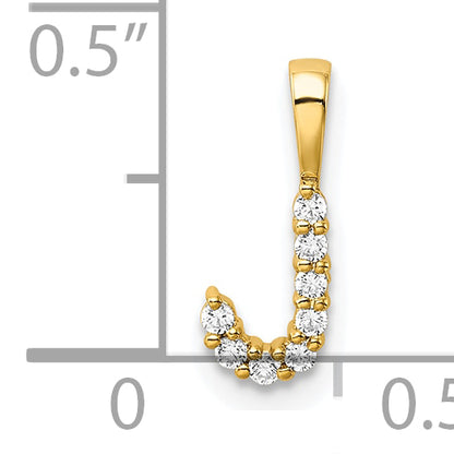 14k Yellow Gold 1/10 Ct. Lab Grown Diamond VS/SI+ G+ Letter J Initial Pendant