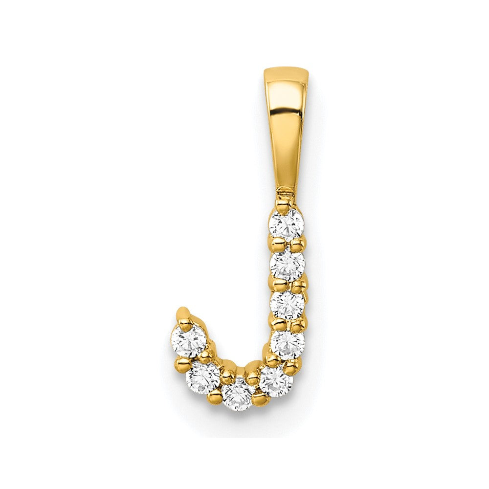 14k Yellow Gold 1/10 Ct. Lab Grown Diamond VS/SI+ G+ Letter J Initial Pendant