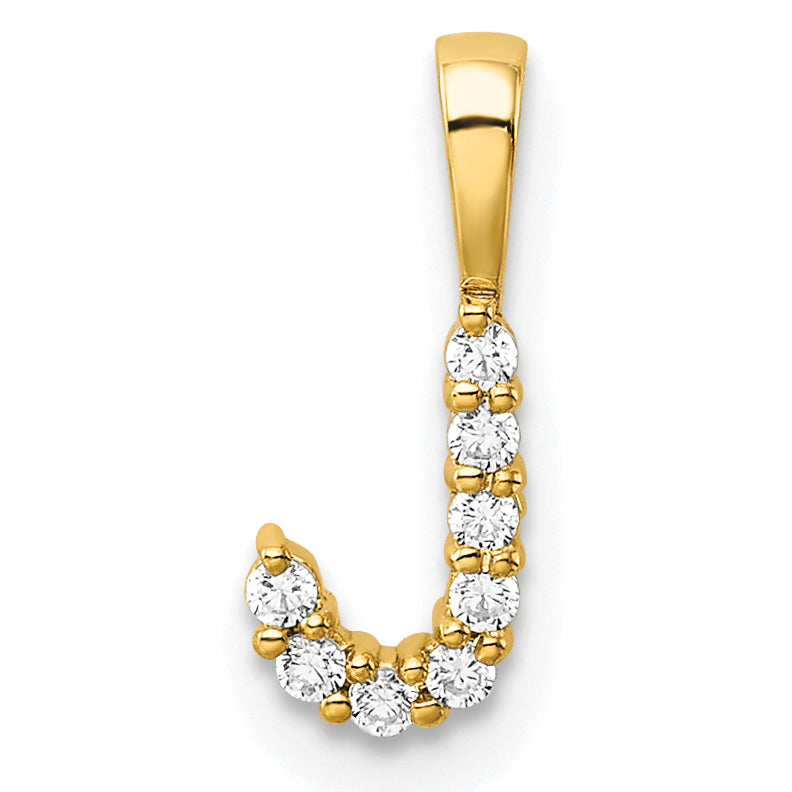 14k Yellow Gold 1/10 Ct. Lab Grown Diamond VS/SI+ G+ Letter J Initial Pendant
