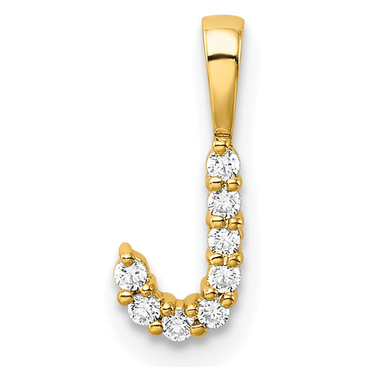 14k Yellow Gold 1/10 Ct. Lab Grown Diamond VS/SI+ G+ Letter J Initial Pendant