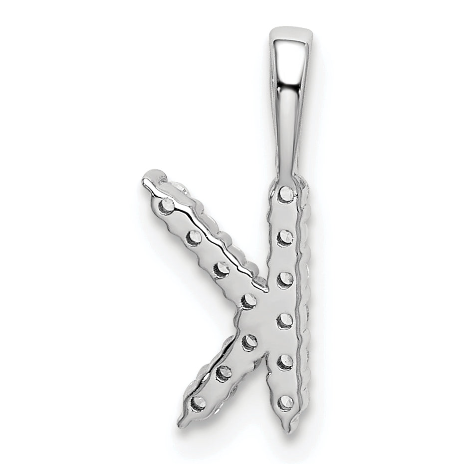14k White Gold 1/8 Ct. Lab Grown Diamond VS/SI+ G+ Letter K Initial Pendant