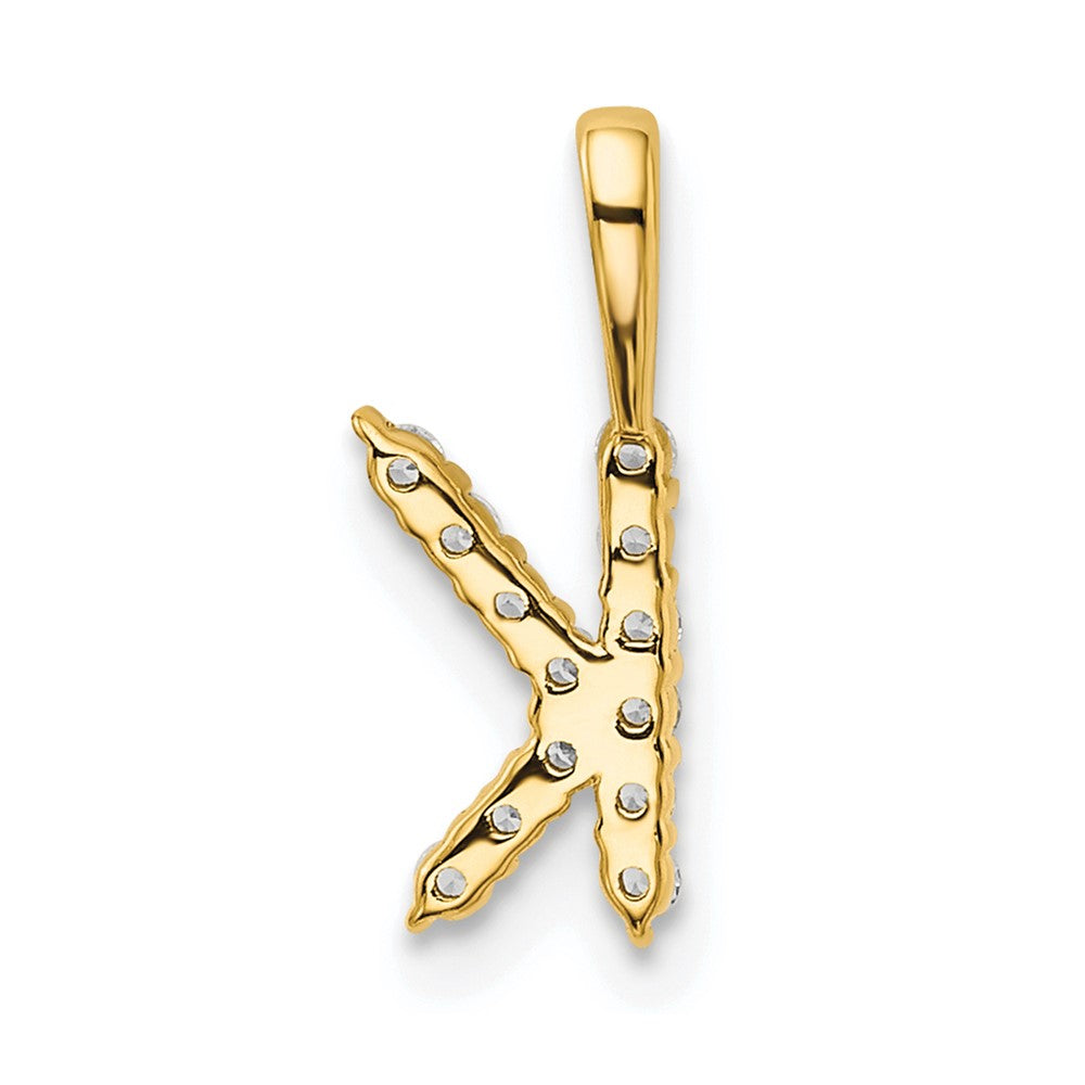 14k Yellow Gold 1/8 Ct. Lab Grown Diamond VS/SI+ G+ Letter K Initial Pendant
