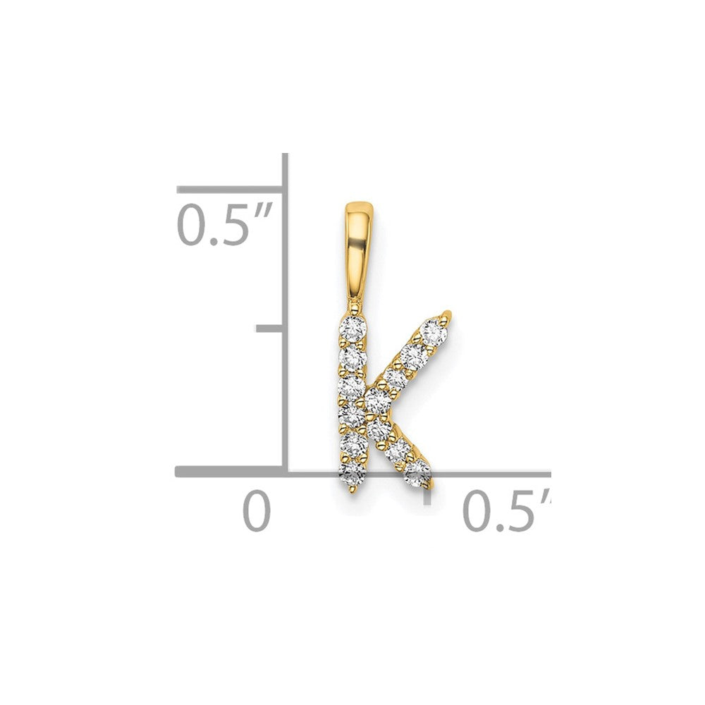 14k Yellow Gold 1/8 Ct. Lab Grown Diamond VS/SI+ G+ Letter K Initial Pendant