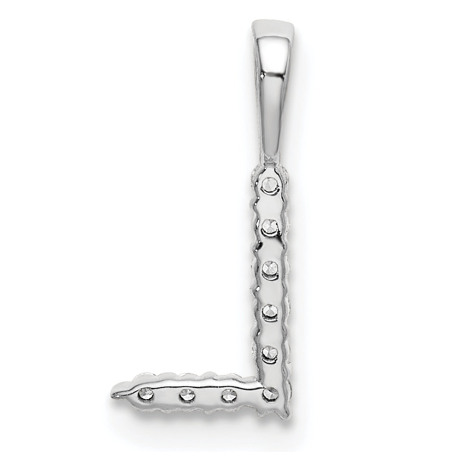 14k White Gold 1/10 Ct. Lab Grown Diamond VS/SI+ G+ Letter L Initial Pendant