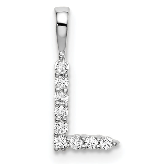 14k White Gold 1/10 Ct. Lab Grown Diamond VS/SI+ G+ Letter L Initial Pendant