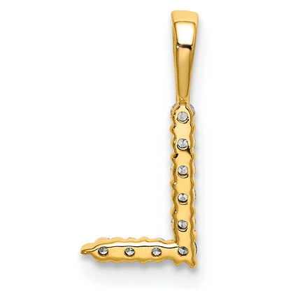 14k Yellow Gold 1/10 Ct. Lab Grown Diamond VS/SI+ G+ Letter L Initial Pendant