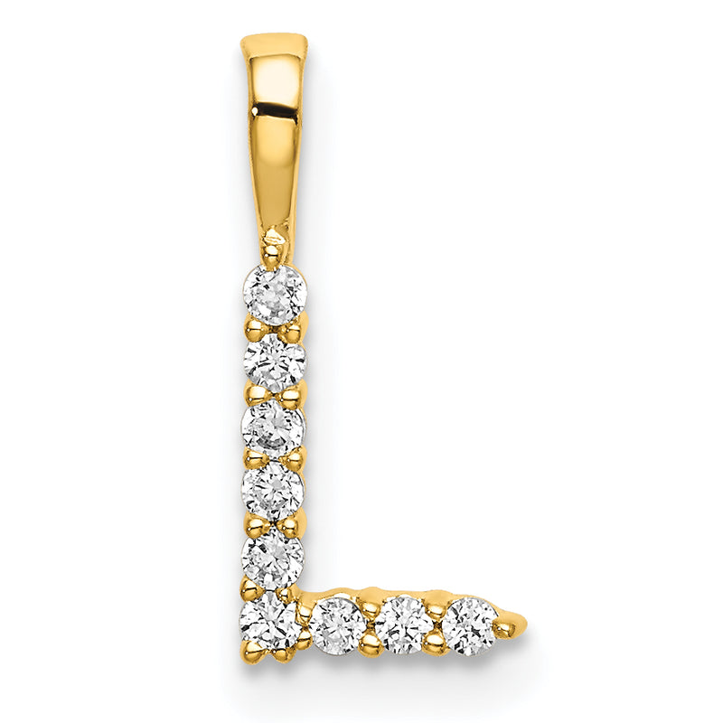 14k Yellow Gold 1/10 Ct. Lab Grown Diamond VS/SI+ G+ Letter L Initial Pendant