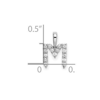 14k White Gold 1/6 Ct. Lab Grown Diamond VS/SI+ G+ Letter M Initial Pendant