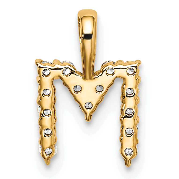 14k Yellow Gold 1/6 Ct. Lab Grown Diamond VS/SI+ G+ Letter M Initial Pendant
