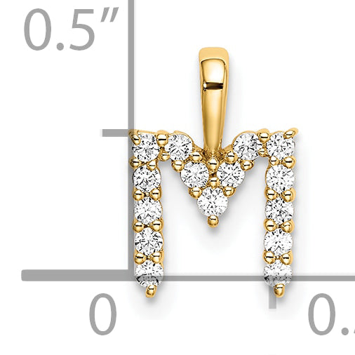 14k Yellow Gold 1/6 Ct. Lab Grown Diamond VS/SI+ G+ Letter M Initial Pendant