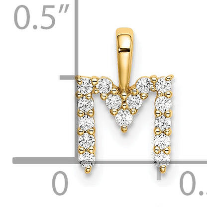 14k Yellow Gold 1/6 Ct. Lab Grown Diamond VS/SI+ G+ Letter M Initial Pendant