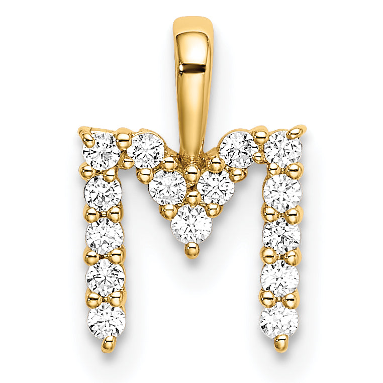 14k Yellow Gold 1/6 Ct. Lab Grown Diamond VS/SI+ G+ Letter M Initial Pendant
