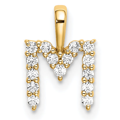 14k Yellow Gold 1/6 Ct. Lab Grown Diamond VS/SI+ G+ Letter M Initial Pendant