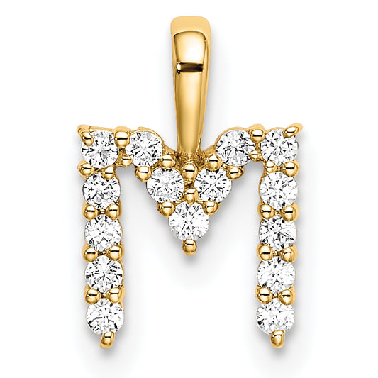 14k Yellow Gold 1/6 Ct. Lab Grown Diamond VS/SI+ G+ Letter M Initial Pendant