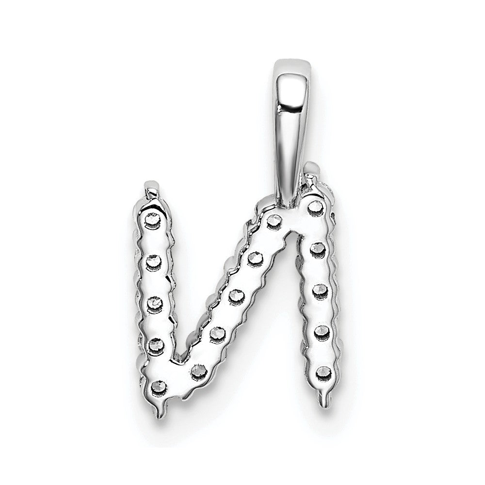 14k White Gold 1/6 Ct. Lab Grown Diamond VS/SI+ G+ Letter N Initial Pendant