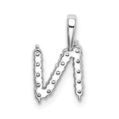 14k White Gold 1/6 Ct. Lab Grown Diamond VS/SI+ G+ Letter N Initial Pendant