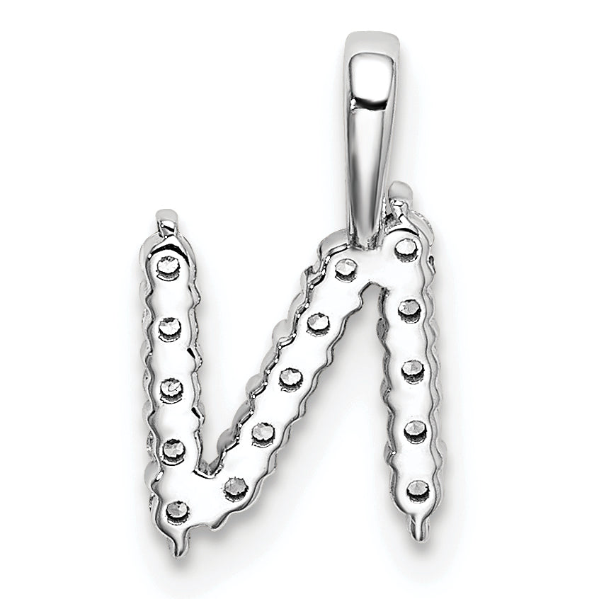 14k White Gold 1/6 Ct. Lab Grown Diamond VS/SI+ G+ Letter N Initial Pendant