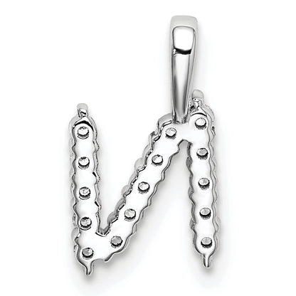 14k White Gold 1/6 Ct. Lab Grown Diamond VS/SI+ G+ Letter N Initial Pendant