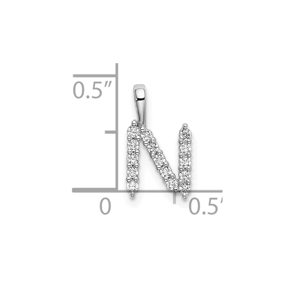 14k White Gold 1/6 Ct. Lab Grown Diamond VS/SI+ G+ Letter N Initial Pendant