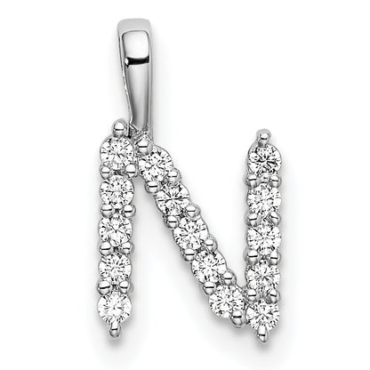 14k White Gold 1/6 Ct. Lab Grown Diamond VS/SI+ G+ Letter N Initial Pendant