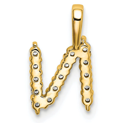 14k Yellow Gold 1/6 Ct. Lab Grown Diamond VS/SI+ G+ Letter N Initial Pendant