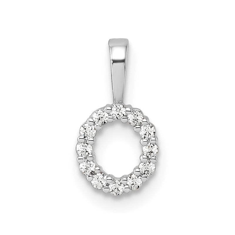 14k White Gold 1/8 Ct. Lab Grown Diamond VS/SI+ G+ Letter O Intitial Pendant