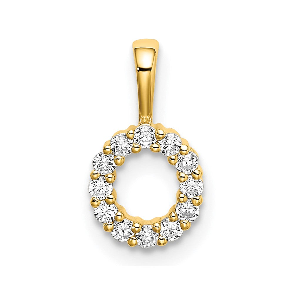 14k Yellow Gold 1/8 Ct. Lab Grown Diamond VS/SI+ G+ Letter O Intitial Pendant