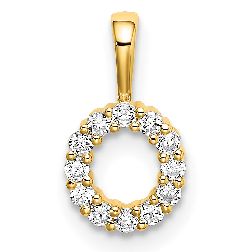 14k Yellow Gold 1/8 Ct. Lab Grown Diamond VS/SI+ G+ Letter O Intitial Pendant