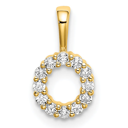 14k Yellow Gold 1/8 Ct. Lab Grown Diamond VS/SI+ G+ Letter O Intitial Pendant