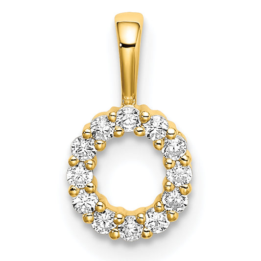 14k Yellow Gold 1/8 Ct. Lab Grown Diamond VS/SI+ G+ Letter O Intitial Pendant