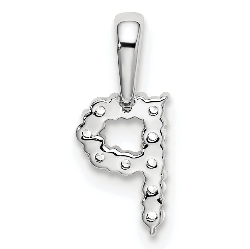 14k White Gold 1/10 Ct. Lab Grown Diamond VS/SI+ G+ Letter P Initial Pendant