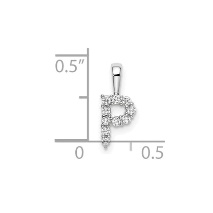 14k White Gold 1/10 Ct. Lab Grown Diamond VS/SI+ G+ Letter P Initial Pendant