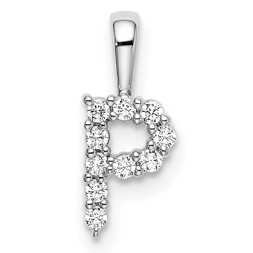 14k White Gold 1/10 Ct. Lab Grown Diamond VS/SI+ G+ Letter P Initial Pendant