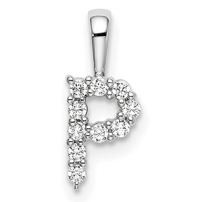 14k White Gold 1/10 Ct. Lab Grown Diamond VS/SI+ G+ Letter P Initial Pendant