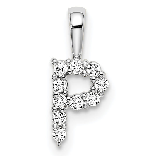 14k White Gold 1/10 Ct. Lab Grown Diamond VS/SI+ G+ Letter P Initial Pendant