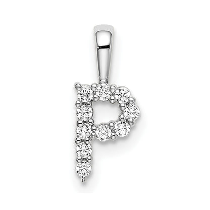 14k White Gold 1/10 Ct. Lab Grown Diamond VS/SI+ G+ Letter P Initial Pendant