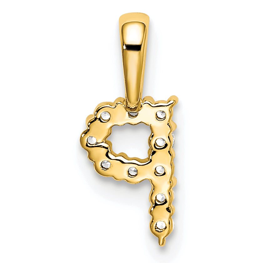 14k Yellow Gold 1/10 Ct. Lab Grown Diamond VS/SI+ G+ Letter P Initial Pendant