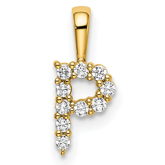 14k Yellow Gold 1/10 Ct. Lab Grown Diamond VS/SI+ G+ Letter P Initial Pendant