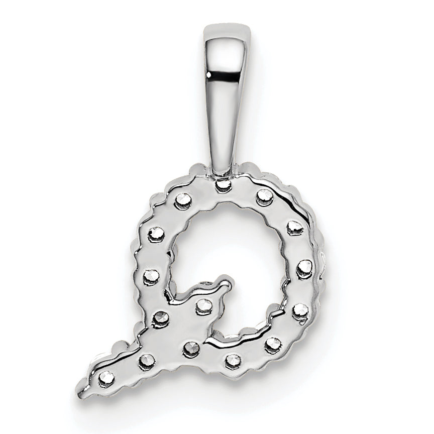 14k White Gold 1/6 Ct. Lab Grown Diamond VS/SI+ G+ Letter Q Initial Pendant