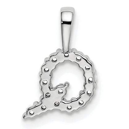 14k White Gold 1/6 Ct. Lab Grown Diamond VS/SI+ G+ Letter Q Initial Pendant