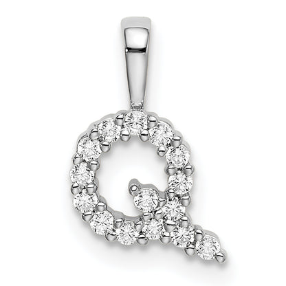 14k White Gold 1/6 Ct. Lab Grown Diamond VS/SI+ G+ Letter Q Initial Pendant
