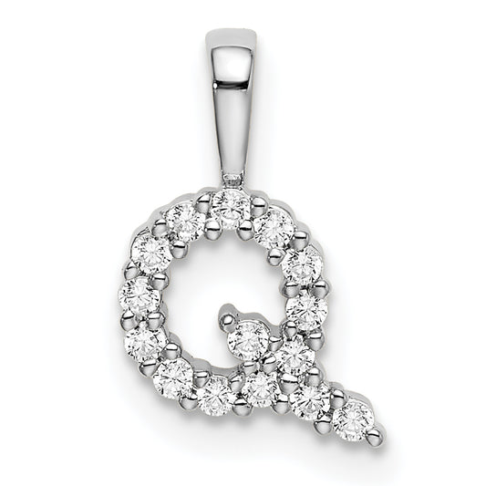 14k White Gold 1/6 Ct. Lab Grown Diamond VS/SI+ G+ Letter Q Initial Pendant