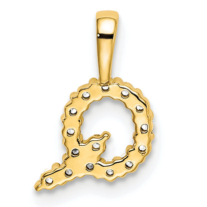 14k Yellow Gold 1/6 Ct. Lab Grown Diamond VS/SI+ G+ Letter Q Initial Pendant