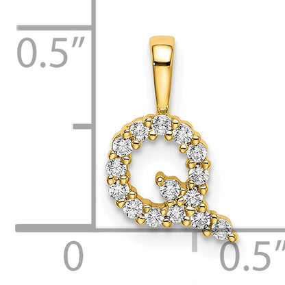 14k Yellow Gold 1/6 Ct. Lab Grown Diamond VS/SI+ G+ Letter Q Initial Pendant