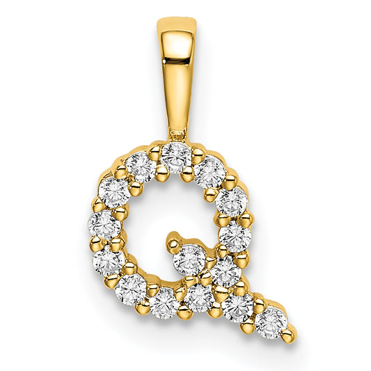 14k Yellow Gold 1/6 Ct. Lab Grown Diamond VS/SI+ G+ Letter Q Initial Pendant
