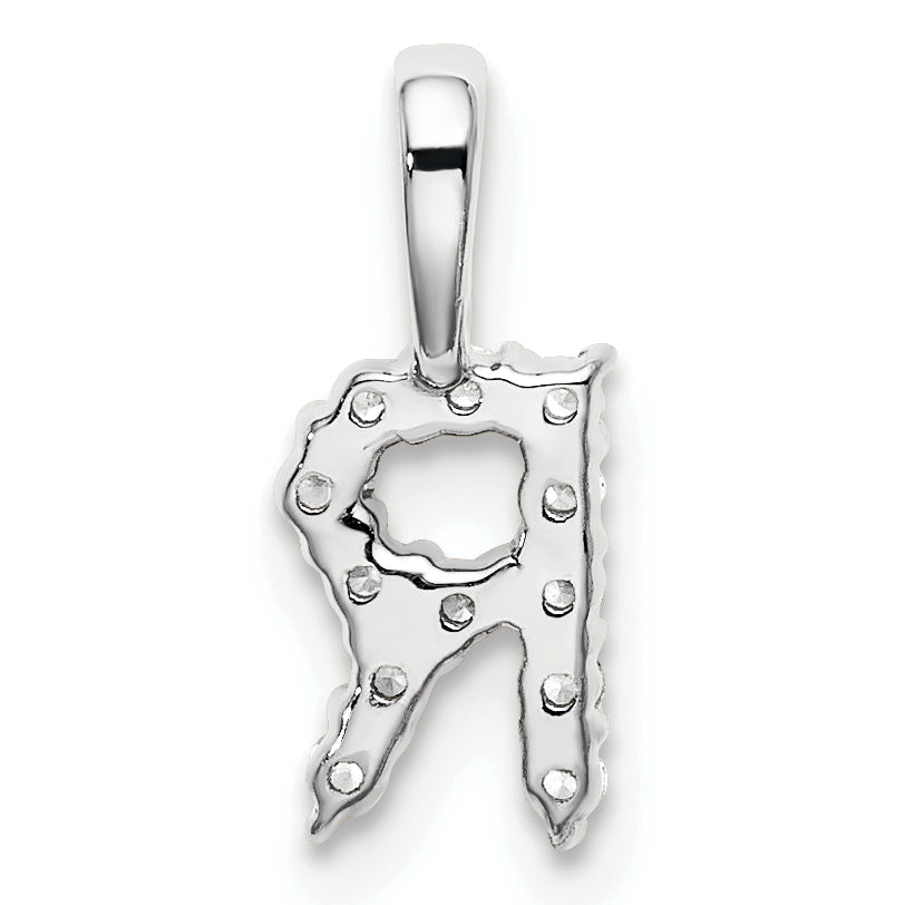 14k White Gold 1/8 Ct. Lab Grown Diamond VS/SI+ G+ Letter R Initial Pendant