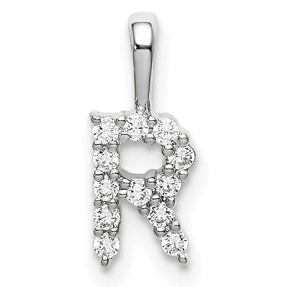 14k White Gold 1/8 Ct. Lab Grown Diamond VS/SI+ G+ Letter R Initial Pendant