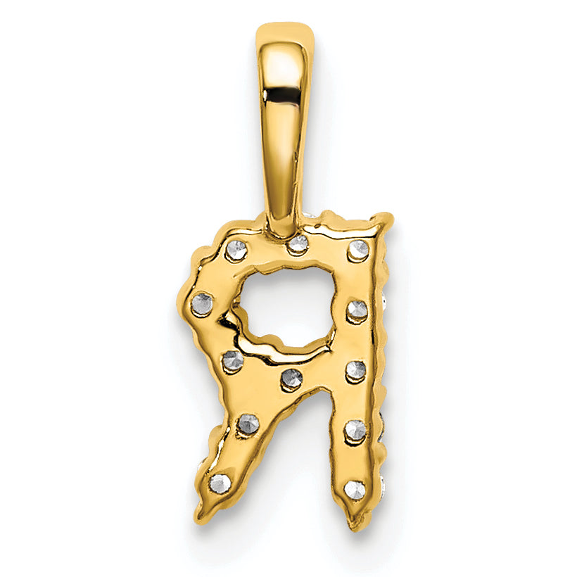 14k Yellow Gold 1/8 Ct. Lab Grown Diamond VS/SI+ G+ Letter R Initial Pendant