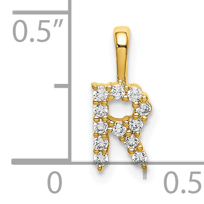 14k Yellow Gold 1/8 Ct. Lab Grown Diamond VS/SI+ G+ Letter R Initial Pendant