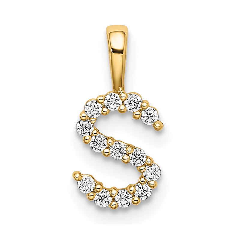 14k Yellow Gold 1/8 Ct. Lab Grown Diamond VS/SI+ G+ Letter S Initial Pendant